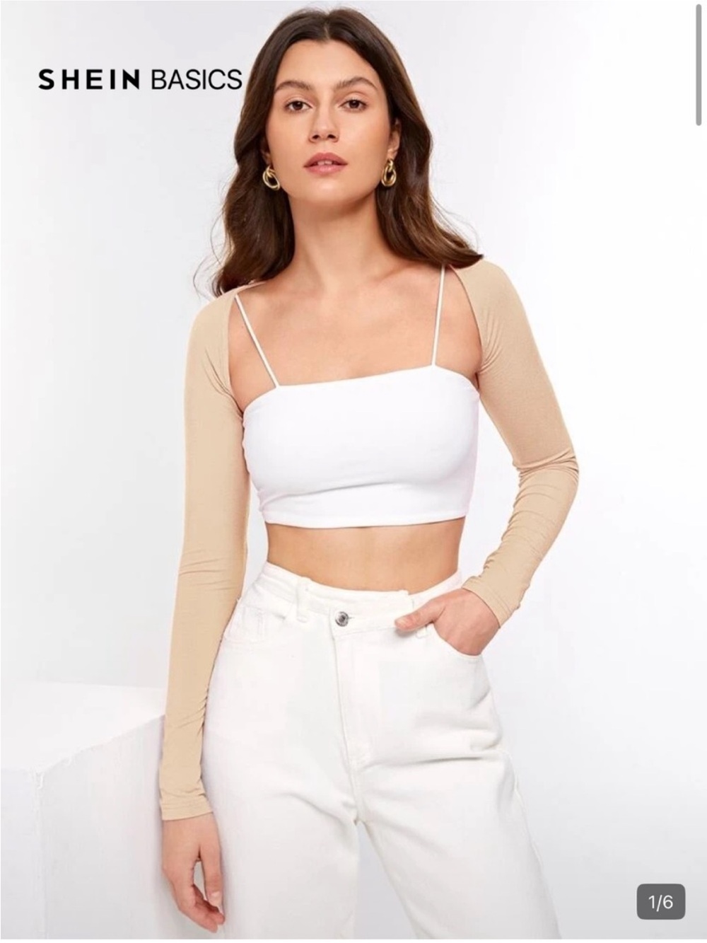 Shein Beige Long-Sleeve Shrug Bolero size small